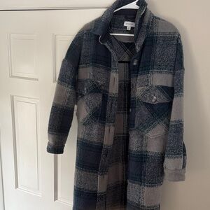 Evereve Blue and Gray Plaid Utility Jacket